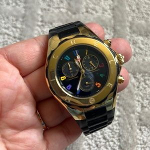 Michele Watch Black Gold Rubber Tahitian Jelly Chronograph